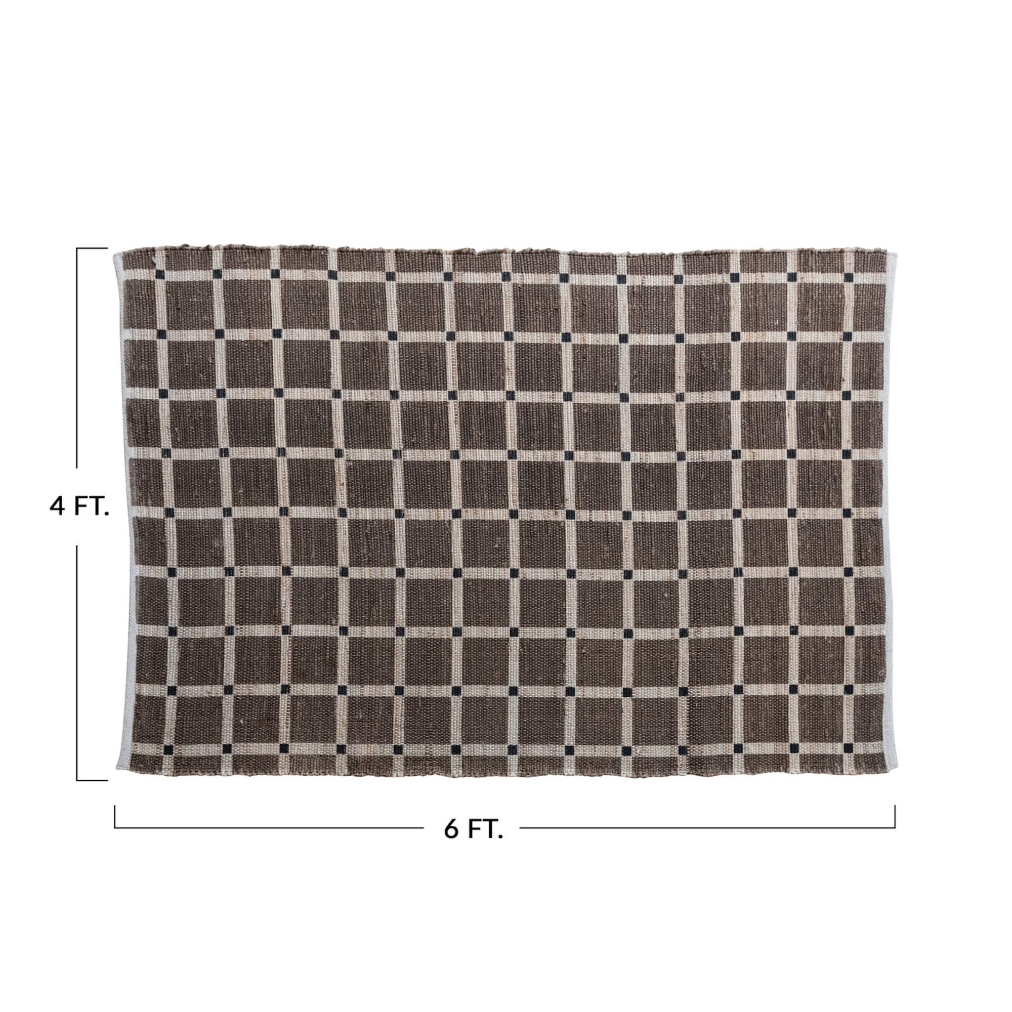 Hello Honey® Cotton and Jute Printed Rug with Grid Pattern